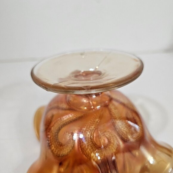Vintage Dugan Carnival Glass Question Mark Pattern Bon Bon Dish Double Handle - Picture 7 of 8